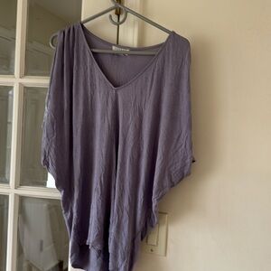 Velvet purplish gray T shirt with cut outs on sleeves